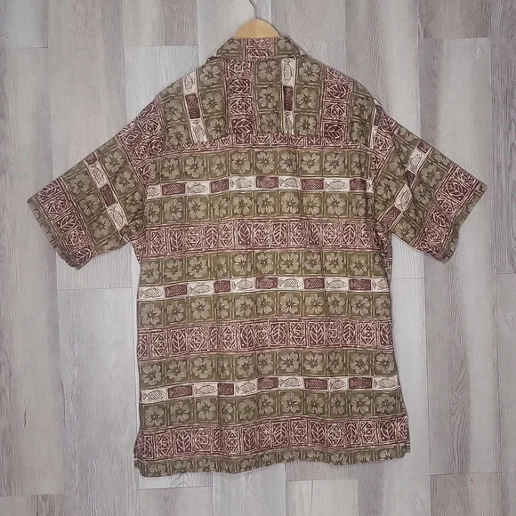 🛍Woolrich Vintage Mens Large Short Sleeve Collared Button Up Shirt Fish Floral‎ - Picture 2 of 6